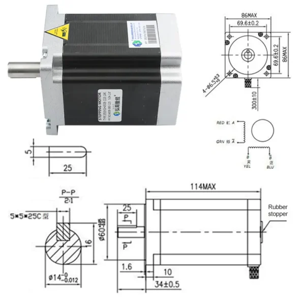 NEMA 34 CNC DC Stepper Motor 8.0Nm 4mm 12.7mm Shaft Diameter 450B 86 Motor CNC Stepping Motor for DIY CNC Mill - Image 4