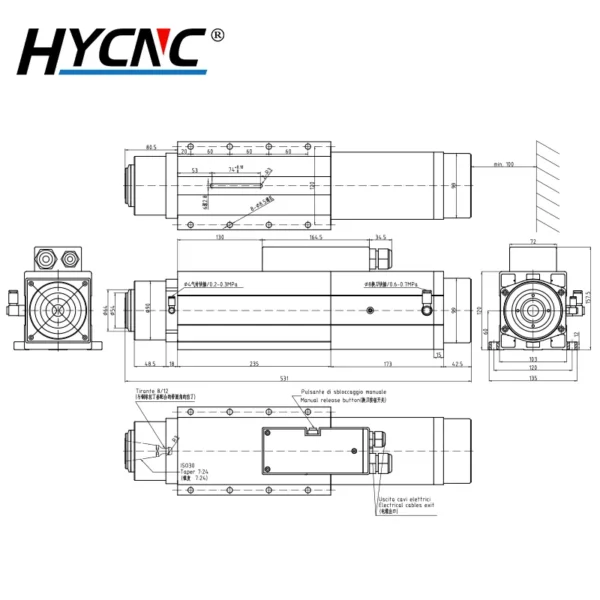 ATC Air Cooled Spindle 6KW 220V 380V Automatic Tool Changer Spindle ISO30 Tool Holder For CNC Milling Machine Router Engraving - Image 4