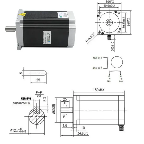 HYCNC 450C NEMA 34 3 Phase 86mm Hybrid Stepper Stepping Step Electric Motor for CNC Machinefor CNC Mill Lathe Router - Image 4