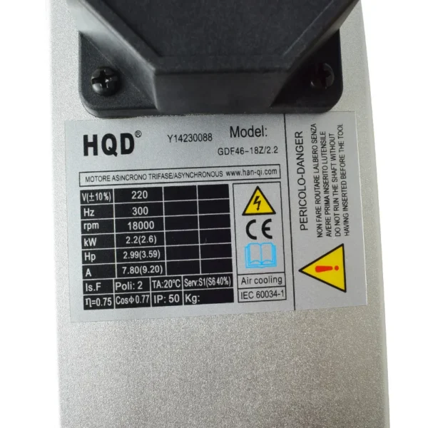 HQD GDF46-18Z 2.2kw Air Cooled Spindle Motor 220V ER20 Wood Lathe Spindle For CNC Milling Router Machine Tools - Image 7
