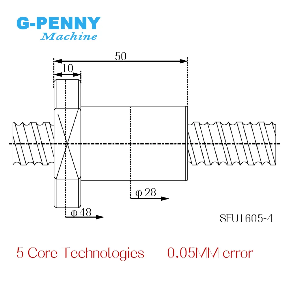 SFU1605 Set RM 1605 Rolled ball screw C7 type with end machined & ball nut housing BK/BF12 coupler - Image 4
