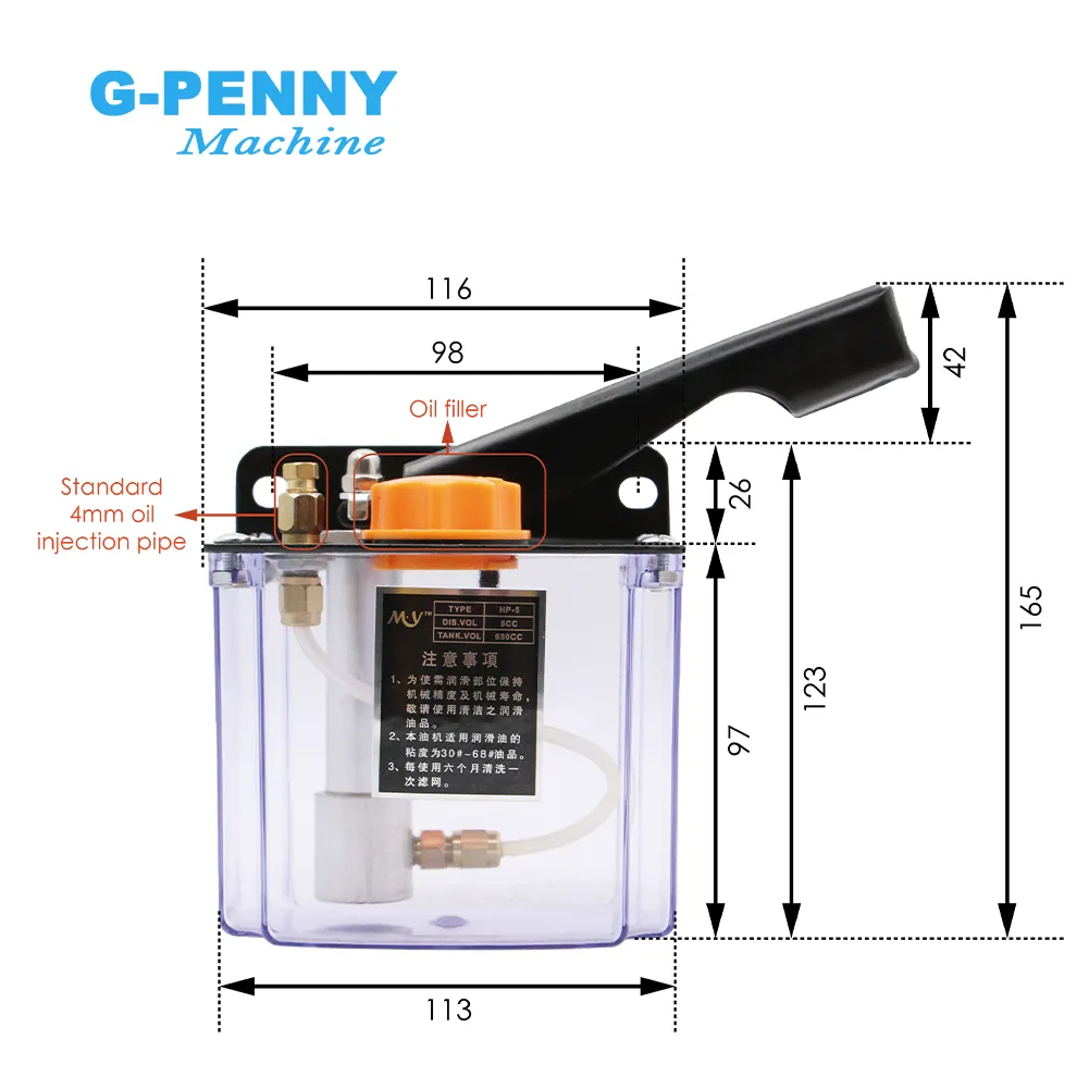 CNC Handle Oil Pump M8X1 4mm Manual Oil Pump, Manual injection pumps lubrication systems oiler - Image 2