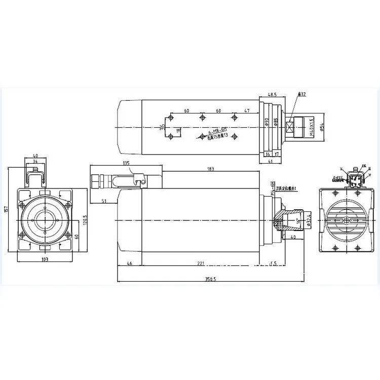 High speed 220v/380v 6kw air cooled spindle motor with er32 collect - Image 3