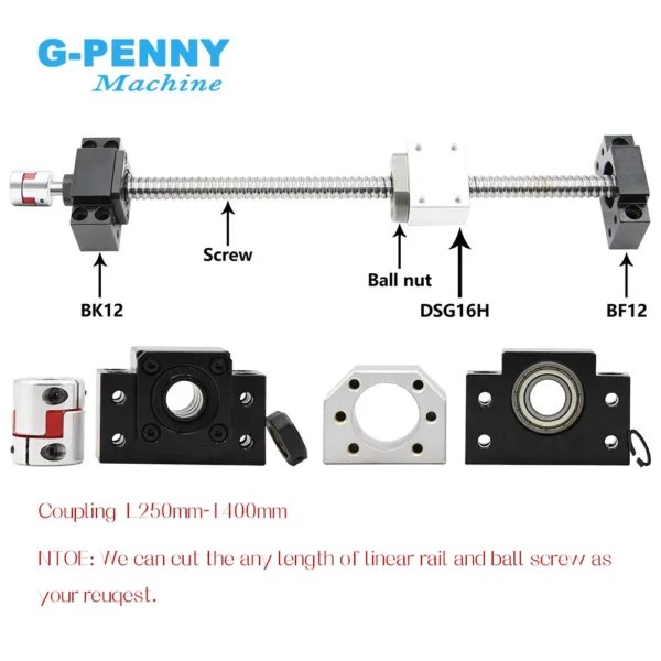SFU1605 Set RM 1605 Rolled ball screw C7 type with end machined & ball nut housing BK/BF12 coupler - Image 3