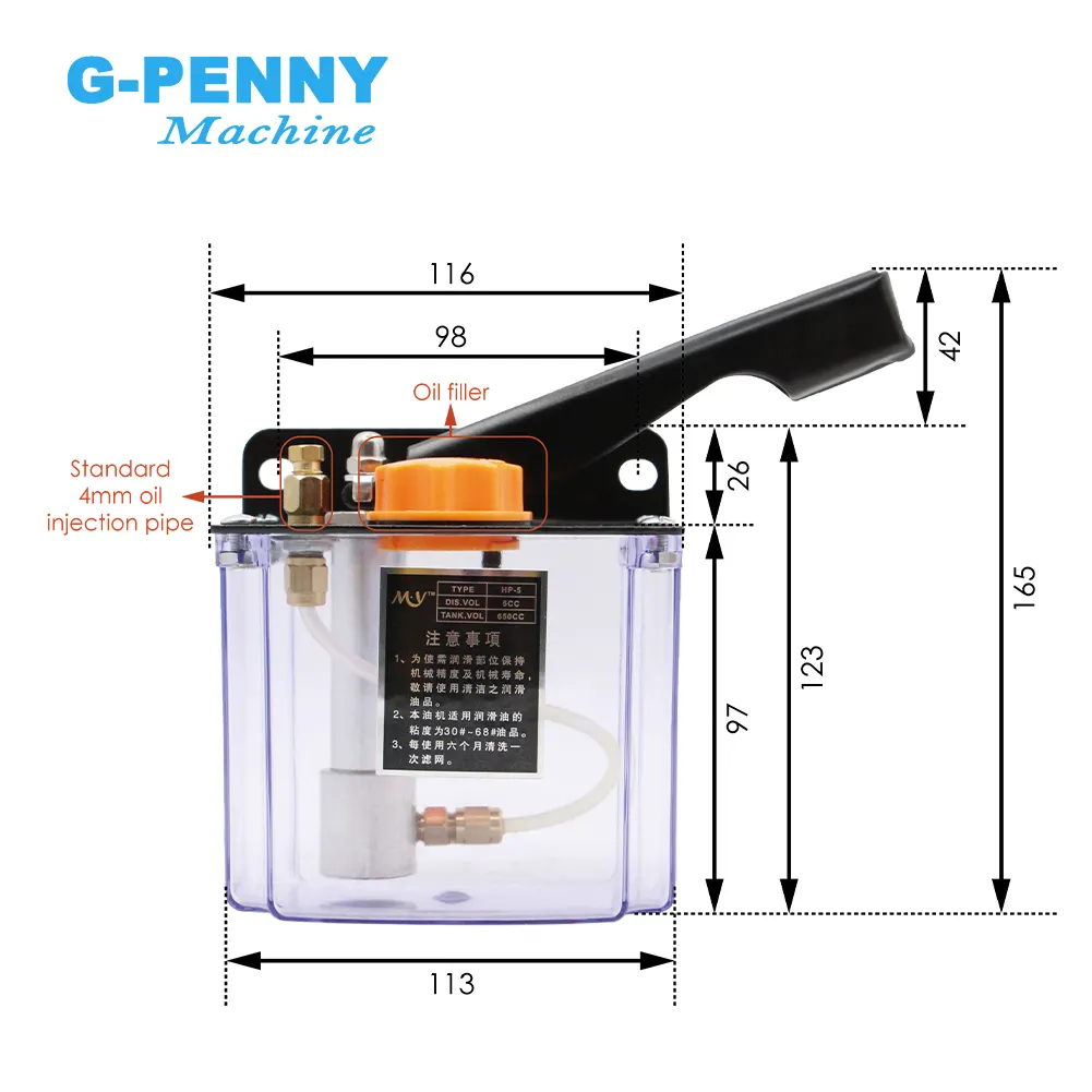 CNC Handle Oil Pump kit M8X1 4mm Manual Oil Pump, Manual injection pumps lubrication systems oiler - Image 2