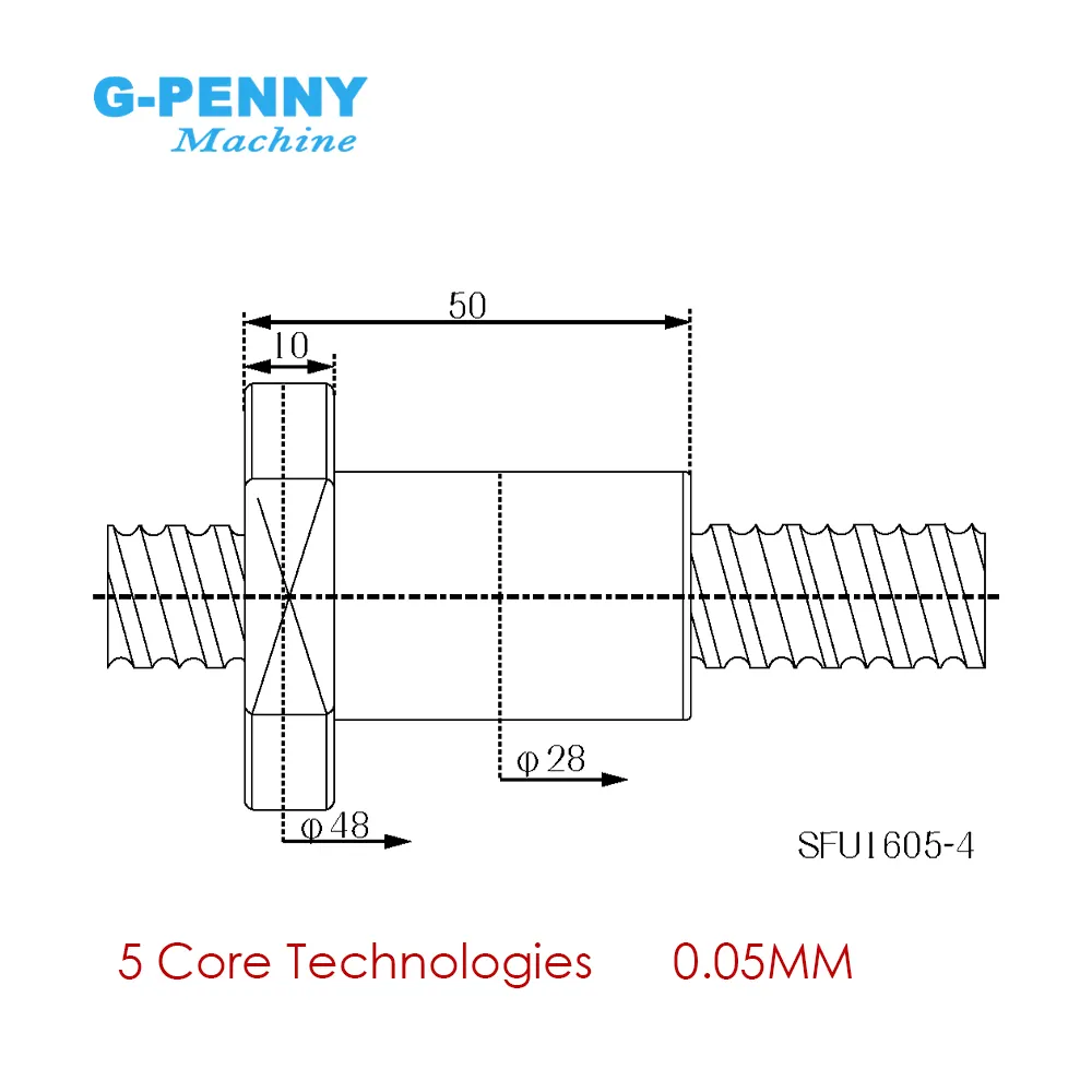 SFU1605 Set RM 1605 Rolled ball screw C7 type with end machined & ball nut & nut housing & BK/BF12 & coupler - Image 4